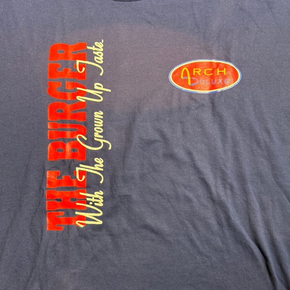 Vintage 1996 McDonalds Arch Deluxe T-Shirt Navy XXL Single Stitch‎ - Picture 2 of 7